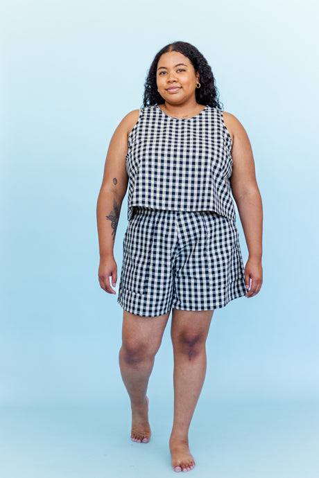 Perfect Tank in Black Gingham Cotton - Nettle Studios