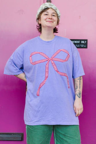 Bow T-Shirt - Purple/Red Gingham - 2X (RTS)