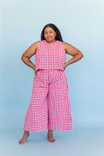 Mid Easy Flare in Red/White Gingham Cotton Linen (RTS)