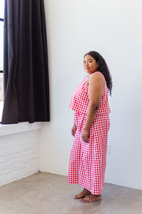 Perfect Tank in Red Gingham Cotton