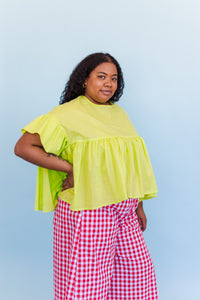 Mushroom Top in Limeade Cotton (RTS)