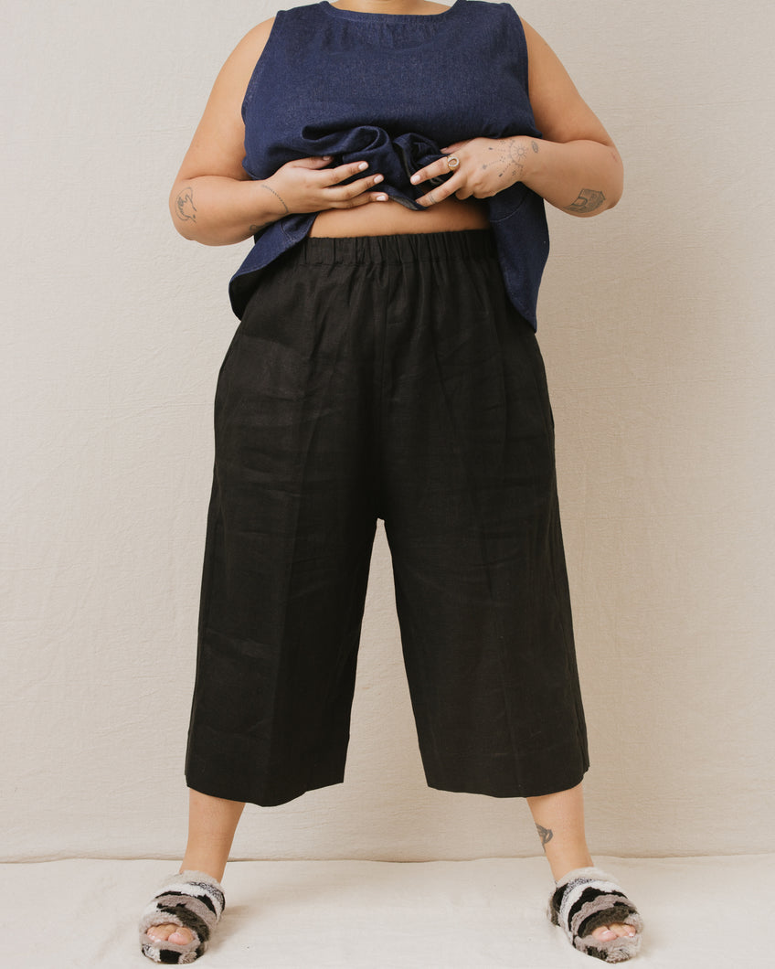 Easy Pant in Black Linen